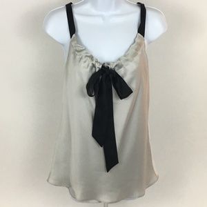 Ann Taylor Loft Silver Top Black Bow Tie
